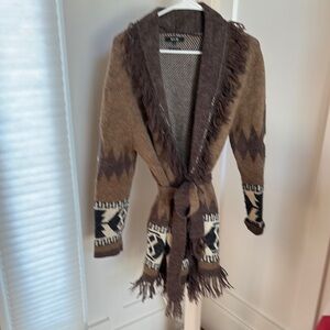 Pendleton Brown Geometric Knit Cardigan